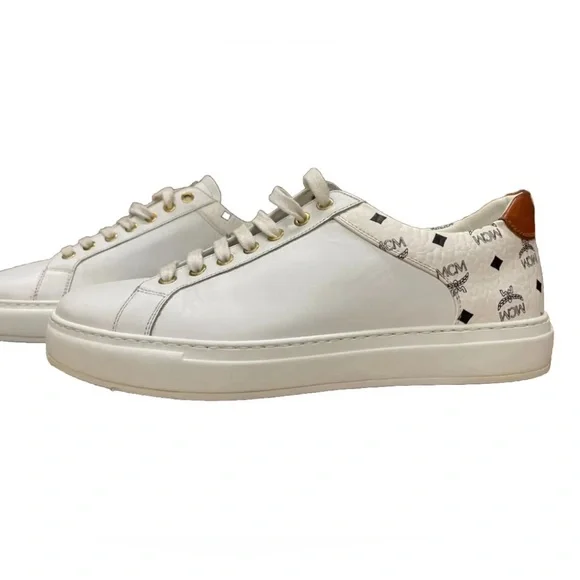 MCM | Shoes | Mens White Low Top Leather Visetros Monogram  display picture 3
